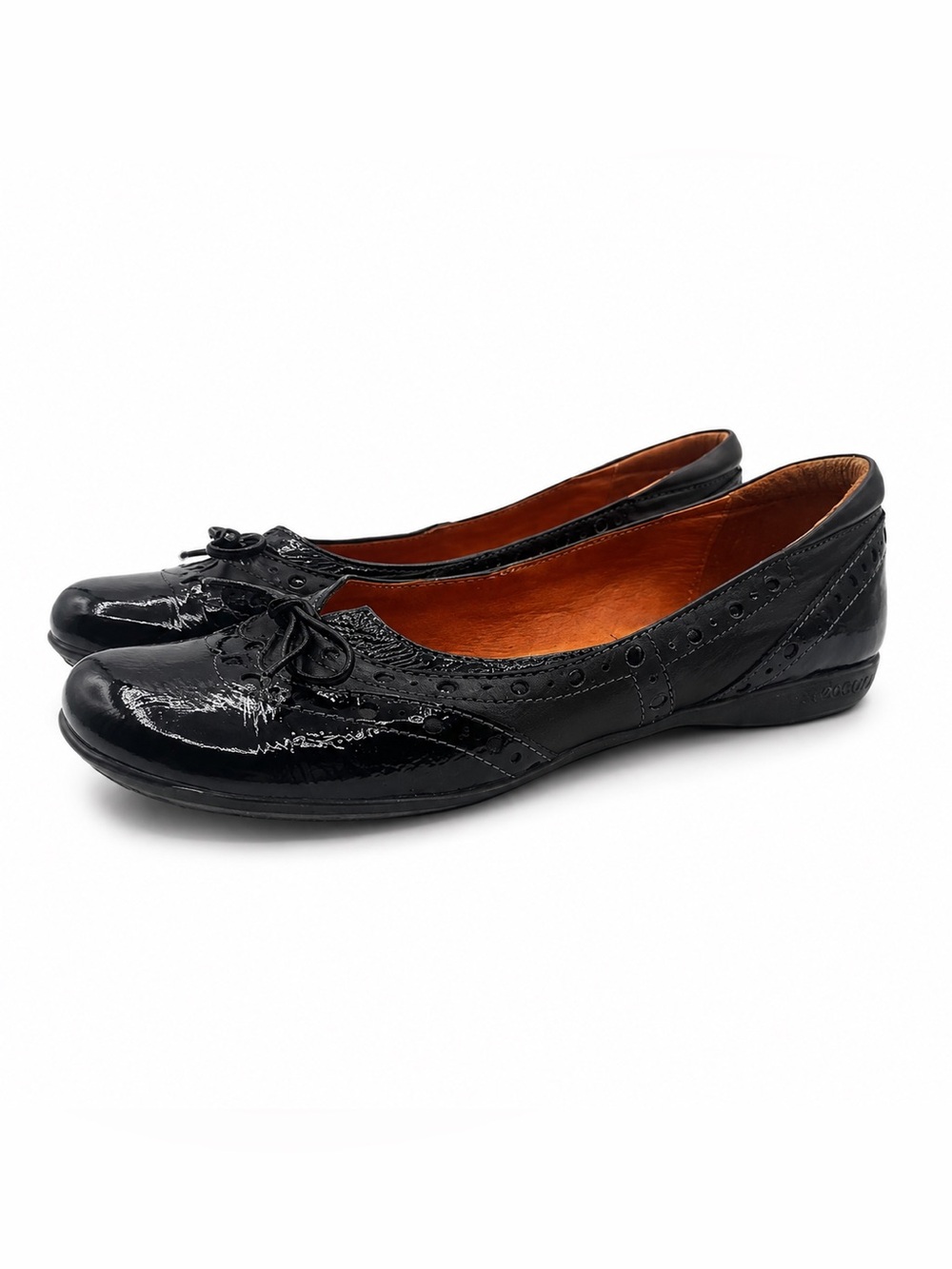 Hispanitas Brown Patent Leather Bow Ballet Flats Round Toe Comfort Shoes